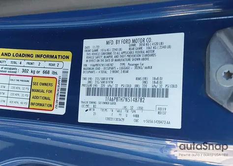 2022 Ford Mustang Ecoboost из США, поврежденный, VIN 1FA6P8TH7N5148782